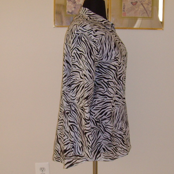 CYNTHIA ROWLEY 100% Linen Blouse 3X Zebra Print - Picture 8 of 13